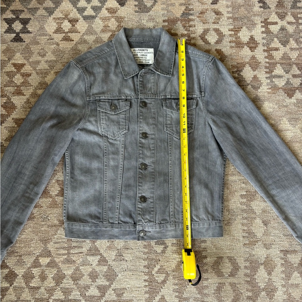All Saints Spitalfields Grey Slurry Denim Jacket
